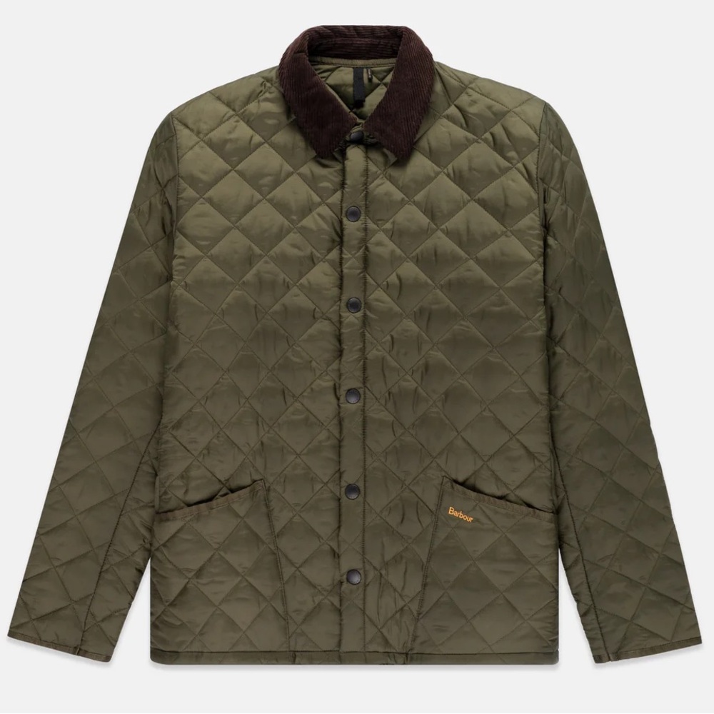 NWT Barbour Liddesdale S Olive Green Men's Quilted Jacket Classic Corduroy Coat